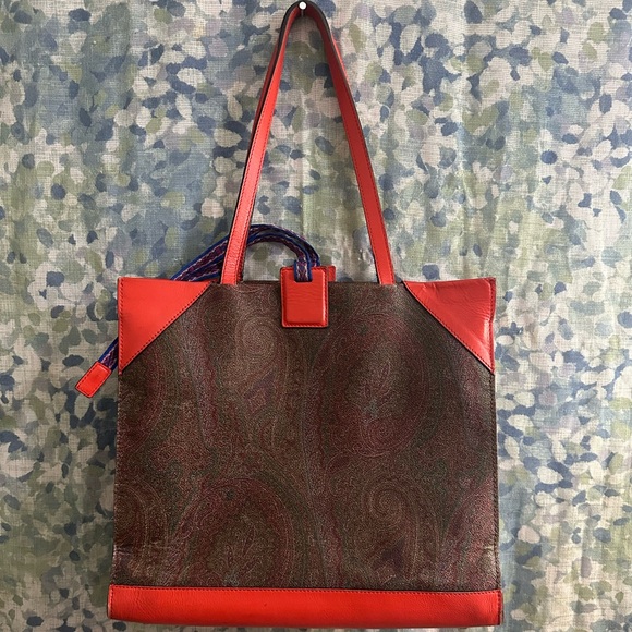 Etro Paisley Jacquard Leather Tote Bag - Picture 5 of 11